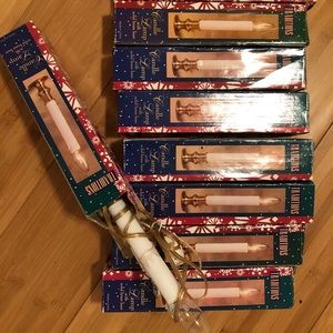 -9 Holiday brass base white taper candles